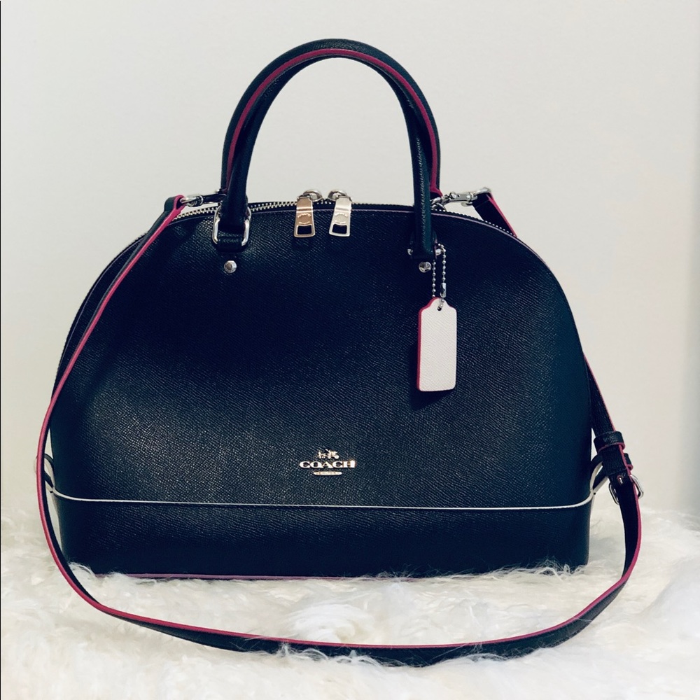 black leather coach handbag